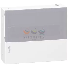   Schneider Electric RESI9 MP kiselosztó, tejüveg hatású átlátszó ajtó, falon kívüli, 1 × 12 modul, PEN sín, fehér