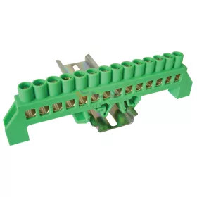   TRACON szigetelt PE-sín 8 × 12 mm 14 × 4-35 mm² zöld 100 A réz kezeletlen NPE-G8-14