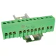 TRACON szigetelt PE-sín 6 × 9 mm 12 × 2,5-16 mm² zöld 63 A sárgaréz kezeletlen NPE-ZG