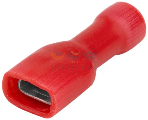 TRACON csúszósaru 19 mm hüvely teljesen szigetelt 17,5 A piros lapos 2.8 × 0,5 mm réz 0,75-1,5 mm² PTCSH3
