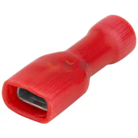   TRACON csúszósaru 21 mm hüvely teljesen szigetelt 17,5 A piros lapos 6,3 × 0,8 mm réz 0,75-1,5 mm² PTCSH6
