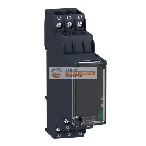 Zelio Control háromfázisú fázisfigyelő relé, 2CO, 8A, 208…480VAC