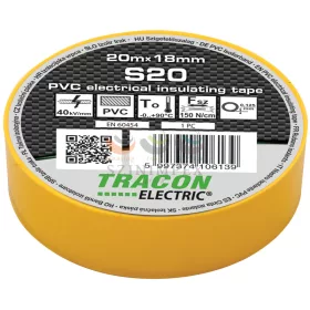   TRACON szigetelőszalag sárga 18 mm x 20 m PVC 90°C max. S20