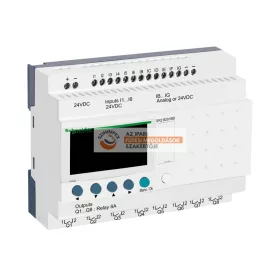   Zelio Logic programozható relé, kompakt, LCD kijelző, 6 DI + 6 DI/AI, 8 DO relés, belső órával, 24 VDC