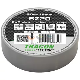   TRACON szigetelőszalag szürke 18 mm x 20 m PVC 90°C max. SZ20