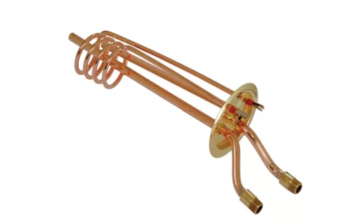 Elektromos csőfűtőbetét vízmelegítőhöz, áramlós, 5L, normál menetes, réz Ø6.5 mm, 230 V 2000 W, Ø10x160 mm
