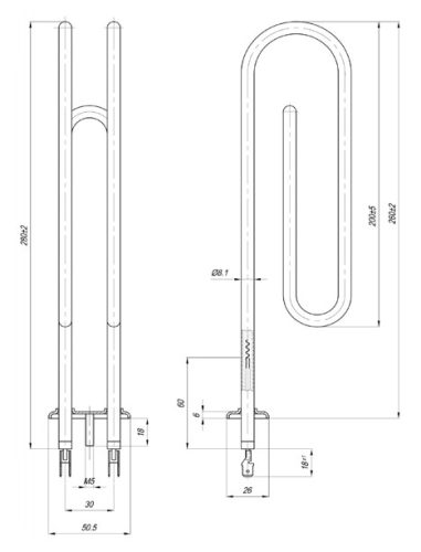 Elektromos csőfűtőbetét bojlerhez függőleges Aisi Ø8.1 mm ~230 V 2000 W Centrometal