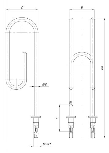 Elektromos csőfűtőbetét bojlerhez Cu/Ni Ø6.5 mm ~230 V 3000 W