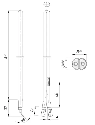 Elektromos csőfűtőbetét bojlerhez "Y" Gorenje, Leov Aisi 304 Ø8.1 mm 230 V 700 W L=310 mm