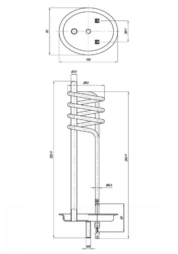 Elektromos csőfűtőbetét bojlerhez Cu Ø6.5 mm ~230 V 1250 W Ø10x215 mm