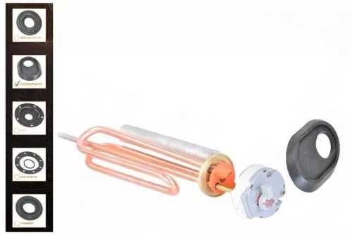 Elektromos csőfűtőbetét bojlerhez Liko komplett dobozban Cu Ø8.1 mm 2000 W Ø8x290 mm, termosztát, anód és tömítés Ariston régi típus
