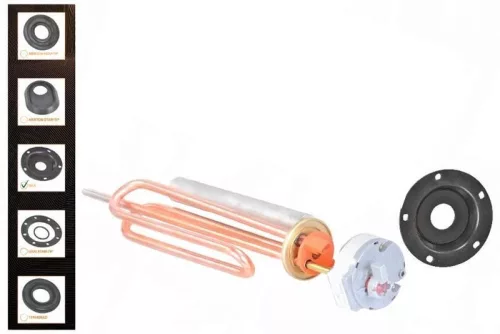 Elektromos csőfűtőbetét bojlerhez Liko komplett dobozban Cu Ø8.1 mm 2000 W Ø8x290 mm, termosztát, anód és tömítés Isea