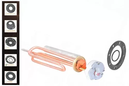 Elektromos csőfűtőbetét bojlerhez Liko komplett dobozban Cu Ø8.1 mm 2000 W Ø8x290 mm, termosztát, anód és tömítés Leov ST+O-gyűrű