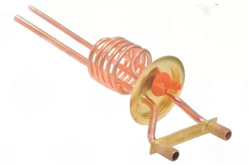 Elektromos csőfűtőbetét bojlerhez 10L, normál menetes, réz Ø6.5 mm, 230 V 2000 W, anya csatlakozóval, Ø8x260 mm