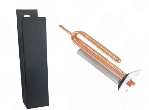 Elektromos csőfűtőbetét bojlerhez Komplett Cu §8.1 mm 2000 W §8x290 mm, karima 92x92×4 mm, Mg anód és tömítés dobozban