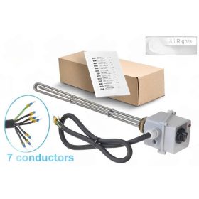   Elektromos csőfűtőbetét bojlerhez, hőszabályozással, R2" Aisi 316L Ø8.1 mm 3x~230 V 6000 W L=505 mm Ø10x350 mm