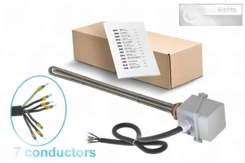 Elektromos csőfűtőbetét bojlerhez R2 1/2" hőszabályozás nélkül Aisi 316L Ø8.1 mm 7500 W L=615 mm