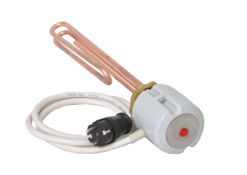 Elektromos nagy térfogatú bojler kiegészítő csőfűtőbetét belső hőszabályozással Cu Ø8.1 mm 3500 W L=310 mm Lk=3x2.5x1500 mm