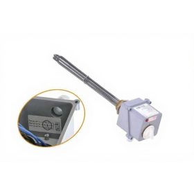   Nagy űrtartalmú bojler csőfűtőbetéte Aisi 316L Ø8.1 mm ~3x230 V 4500 W L=405 mm csatlakozó sapkával és hőmérsékletszabályzással