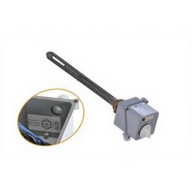   Nagy űrtartalmú bojler csőfűtőbetéte Aisi 316L Ø8.1 mm ~3x230 V 6000 W L=440 mm csatlakozó sapkával és hőmérsékletszabályzással