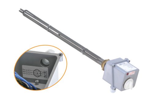 Elektromos nagy űrtartalmú bojlerhez Aisi 316L Ø8.1 mm 3000 W L=700 mm csatlakozóburkolattal és term. LK=3x1.5x1500