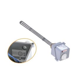   Elektromos csőfűtőbetét nagy űrtartalmú bojlerhez R2 1/2" Aisi 316L Ø8.1 mm 3x~230 V 9000 W L=500 mm csatlakozóburkolattal és hőmérsékletszabályozással