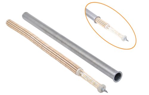 Duplikátor kerámia fűtőelem Ø63mm ~400V 2500W L=600/550mm inox burkolat nélkül