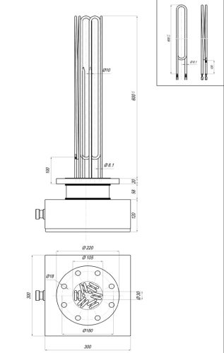 Aisi duplikátor elektromos csőfűtőbetét Ø8.1mm ~400V 7500W L=600mm - FELSZERELÉS