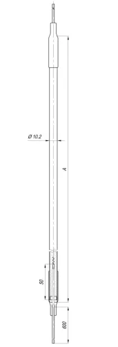 Elektromos Aisi Ø10.2mm ~ 230V 1200W L=2400mm típusú csőfűtőbetét hűtőberendezéshez