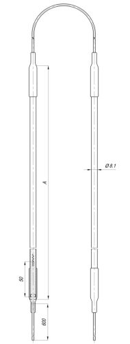 Elektromos Aisi hűtőberendezés csőfűtőbetét Ø8.1mm ~ 230V/ 550+550W L=2x1100mm