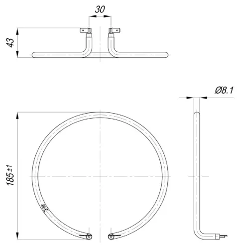 Elektromos csőfűtőbetét fritőzhöz Aisi 316L Ø8.1mm ~ 230V 500W