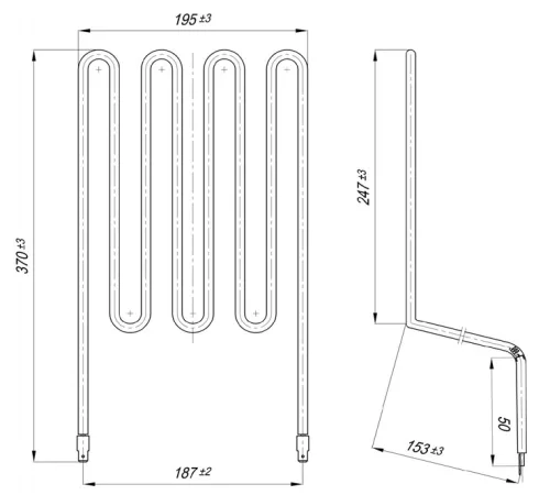Elektromos csőfűtőbetét fritőzhöz Aisi 316L Ø6.5mm ~ 230V 2500W