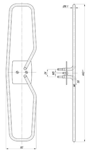 Elektromos csőfűtőbetét hősugárzóhoz MAGNOHROM M5mm Aisi 304 Ø8.1mm ~ 230V 1250W
