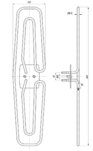 Elektromos csőfűtőelem fűtőberendezéshez MAGNOHROM M5mm Aisi 304 Ø6.5mm ~ 230V 2000W