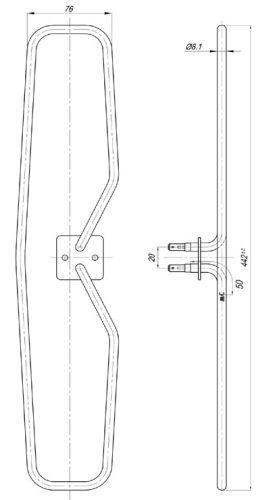 Elektromos csőfűtőelem fűtőberendezéshez KONČAR Aisi 304 Ø8.1mm ~ 230V 1250W