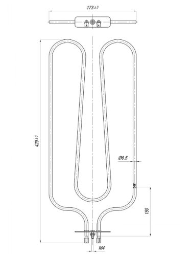 Elektromos csőfűtőelem kemencéhez PREPOROD Aisi 304 Ø6.5mm ~ 230V 1250W