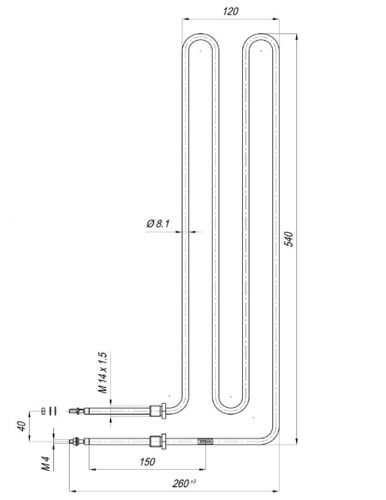 Száraz fűtőbetét elektromos csőfűtőbetéte Aisi Ø8.1mm ~230V 3000W - ATMOS