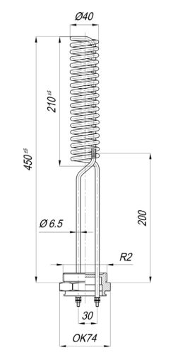 Elektromos csőfűtőszál vízmelegítőhöz Aisi Ø6.5mm ~230V 2000W IP65-ös védelemmel