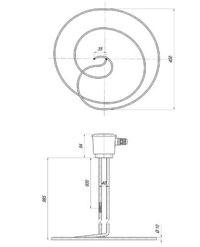 Elektromos csőfűtőelem Aisi teflon bevonattal Ø10mm és csatlakozó sapkával ~230V 1200W