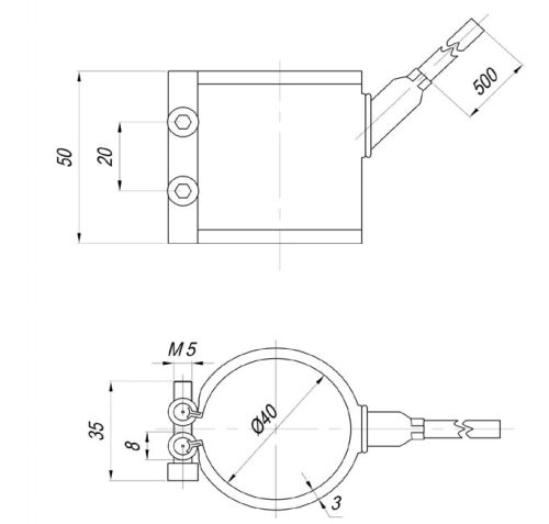 Elektromos fűtőpalást Ø40x50 ~230V 350W
