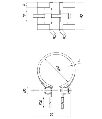 Elektromos fűtőpalást Ø50x43 ~230V 250W