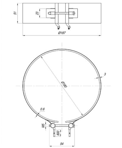 Elektromos fűtőpalást Ø180x50 ~230V 600W