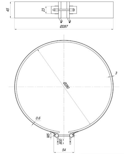 Elektromos palást fűtőbetét Ø280x45 ~230V 1200W