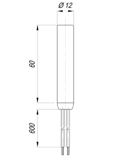Elektromos patron fűtőbetét Aisi Ø12mm ~115V 50W L=60mm