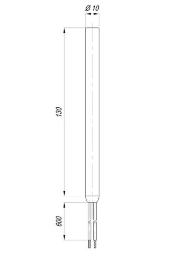 Elektromos patron fűtőbetét Aisi Ø10mm ~230V 315W L=130mm