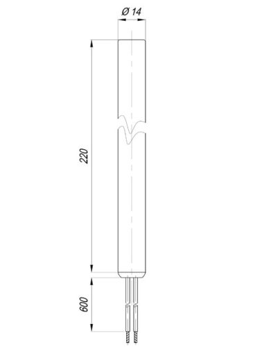 Elektromos patron fűtőbetét Aisi Ø14mm ~230V 300W L=220mm