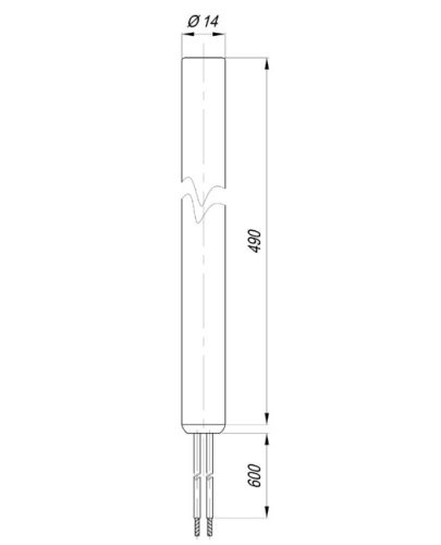 Elektromos patron fűtőbetét Aisi Ø14mm ~230V 600W L=490mm