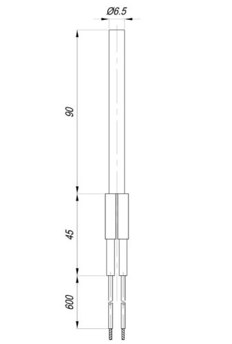 Elektromos patron fűtőbetét Aisi Ø6.5mm == 48V 180W L=90mm