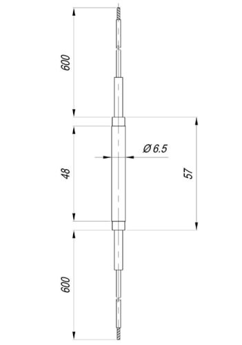 Elektromos patron fűtőbetét Aisi Ø6.5mm == 48V 70W L=48mm