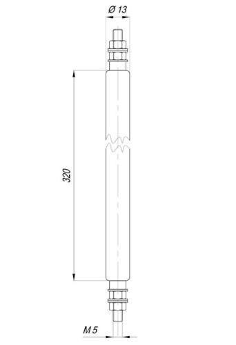 Aisi Ø13mm ~115V 360W L=320mm M5 elektromos patron fűtőbetét